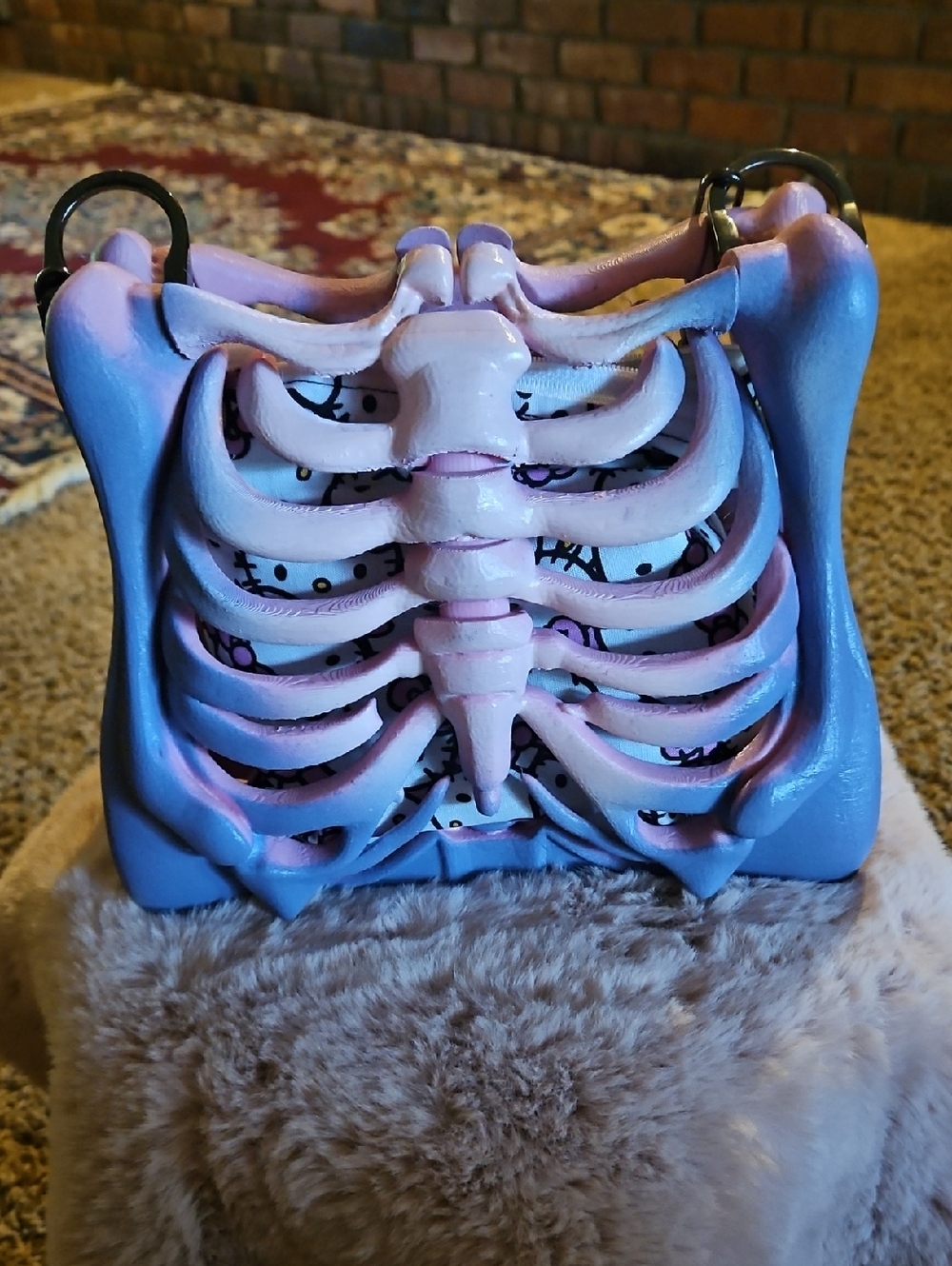 Hello Kitty Novelty Rib Cage Crossbody Bag - Pink & Blue